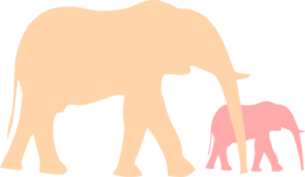 Mothers Clipart Baby Animal - Mother And Baby Elephant Clip Art (600x348), Png Download