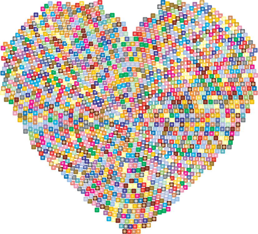 Heart Mosaic Drawing Computer Icons - Colorful Mosaic Png (827x750), Png Download