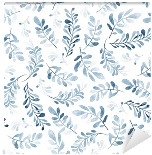 Watercolor Seamless Pattern Of Blue Branches Isolated - Moof Floral Paper Wrapping (400x400), Png Download