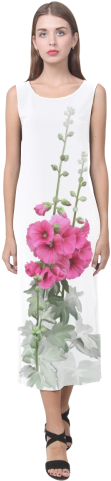 Pink Hollyhocks, Watercolor Phaedra Sleeveless Open - Pink Flowers, Watercolors Hand Towel By Ivaw (500x500), Png Download