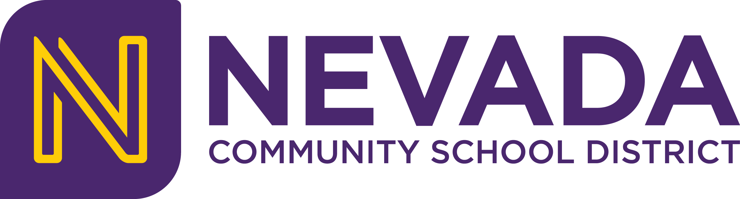 District Combination Mark Logo - Nevada Community School District (2456x662), Png Download