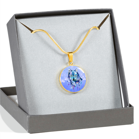 Watercolor Wolf Pendant Necklace - Necklace (480x480), Png Download
