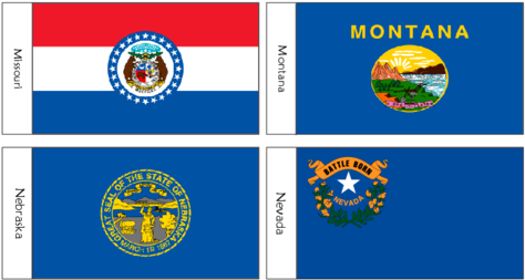 Us State Flags Flash Cards Mt, Ne, Nv, Mo - Mission Flags 3'x5' Missouri State & American Flags (500x386), Png Download