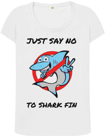 White Say No To Shark Fin Ladies - Fun Shark Design Hat. Say No To Shark Fin! Trucker (640x674), Png Download