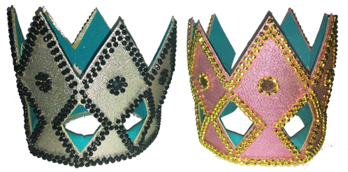 Corona De Rey A Colores Brillantes Con Piedras Metalizadas - Emblem (498x246), Png Download