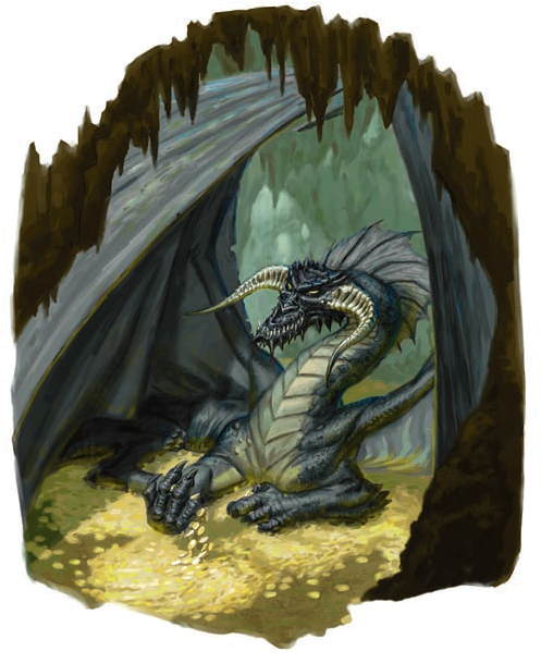 Black On Treasure - Black Dragons Dungeons And Dragons (525x659), Png Download