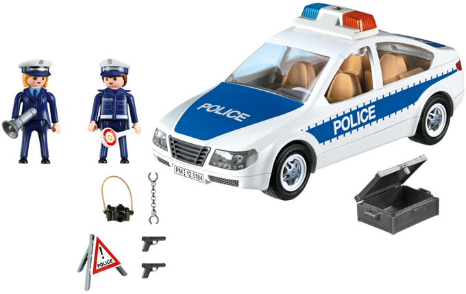 Police Car With Flashing Lights - Playmobil Police Car 5184 (700x490), Png Download