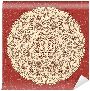 Vintage Card With Lace Ethnic Ornament In A Circle - Crochet (400x400), Png Download