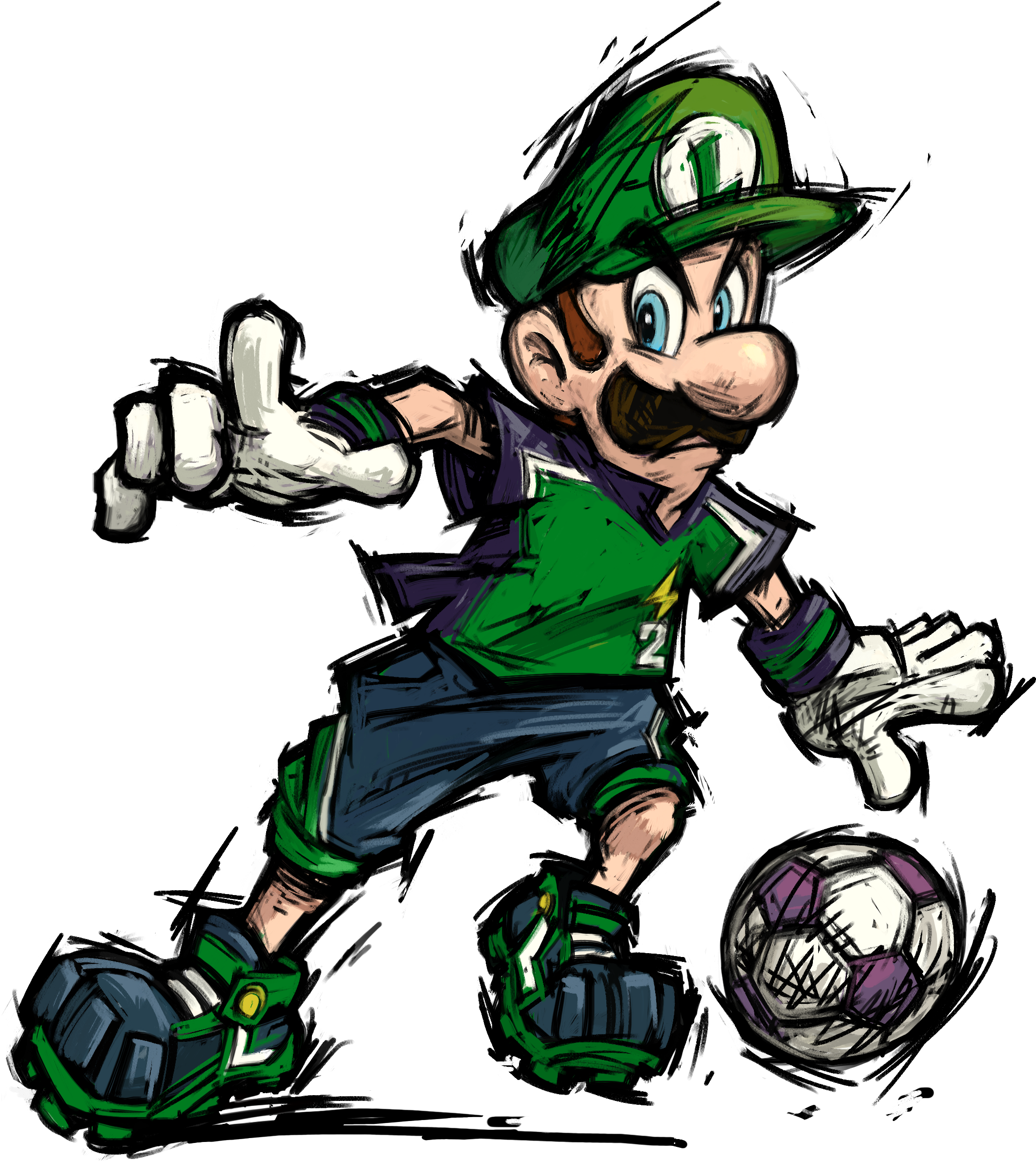 Mario Strikers Charged - Super Mario Strikers Character Art (2122x2379), Png Download