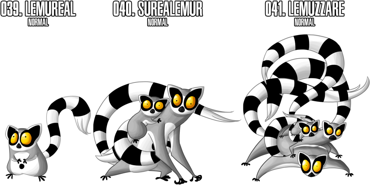 298kib, 1264x632, Lemur Orgy - Ring Tailed Lemur Pokemon (1264x632), Png Download