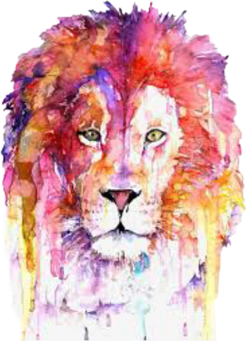 Lion Watercolor Painting (480x664), Png Download