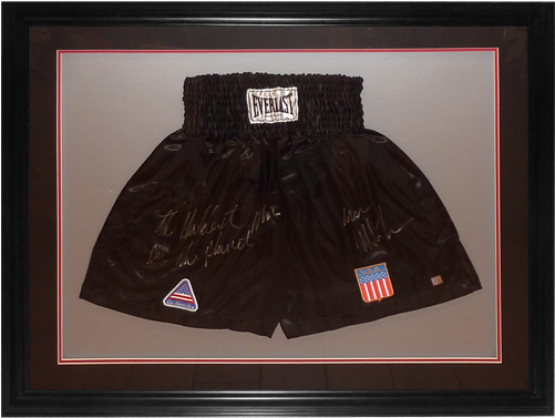 Mike Tyson Autographed Boxing Trunks Deluxe Framed - Boxing (500x500), Png Download