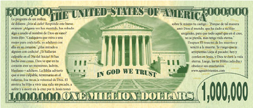 Billete De Un Millón De Dólares Tract Back - One Million Dollar Bill Spanish (500x500), Png Download