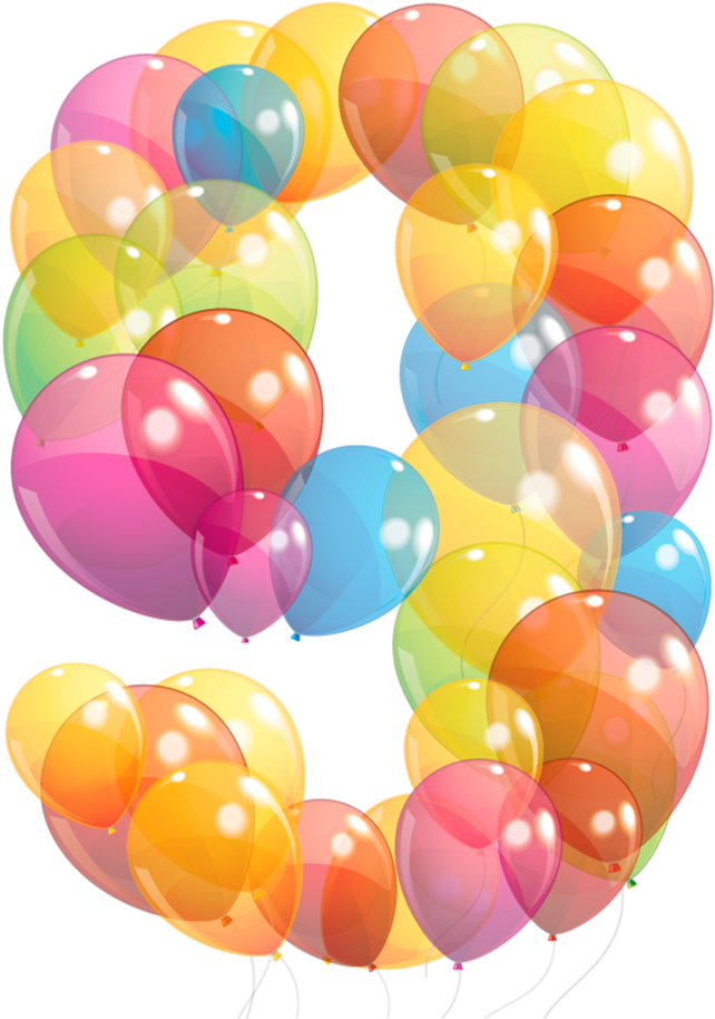 Numbers Clipart Balloon - Number 9 Ballons Png (741x1024), Png Download