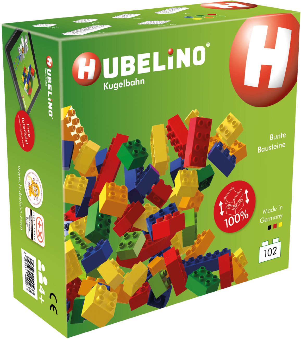 Colorful Building Blocks - Hubelino Marble Run 102 Colorful Building Blocks Made (1920x1441), Png Download
