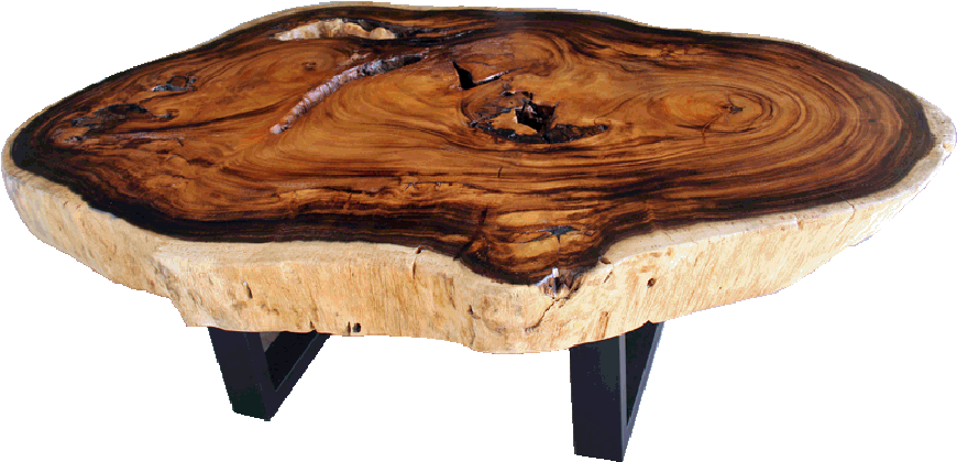 Reclaimed Acacia Wood Made Into A Natural Coffee Table - Live Edge (939x535), Png Download