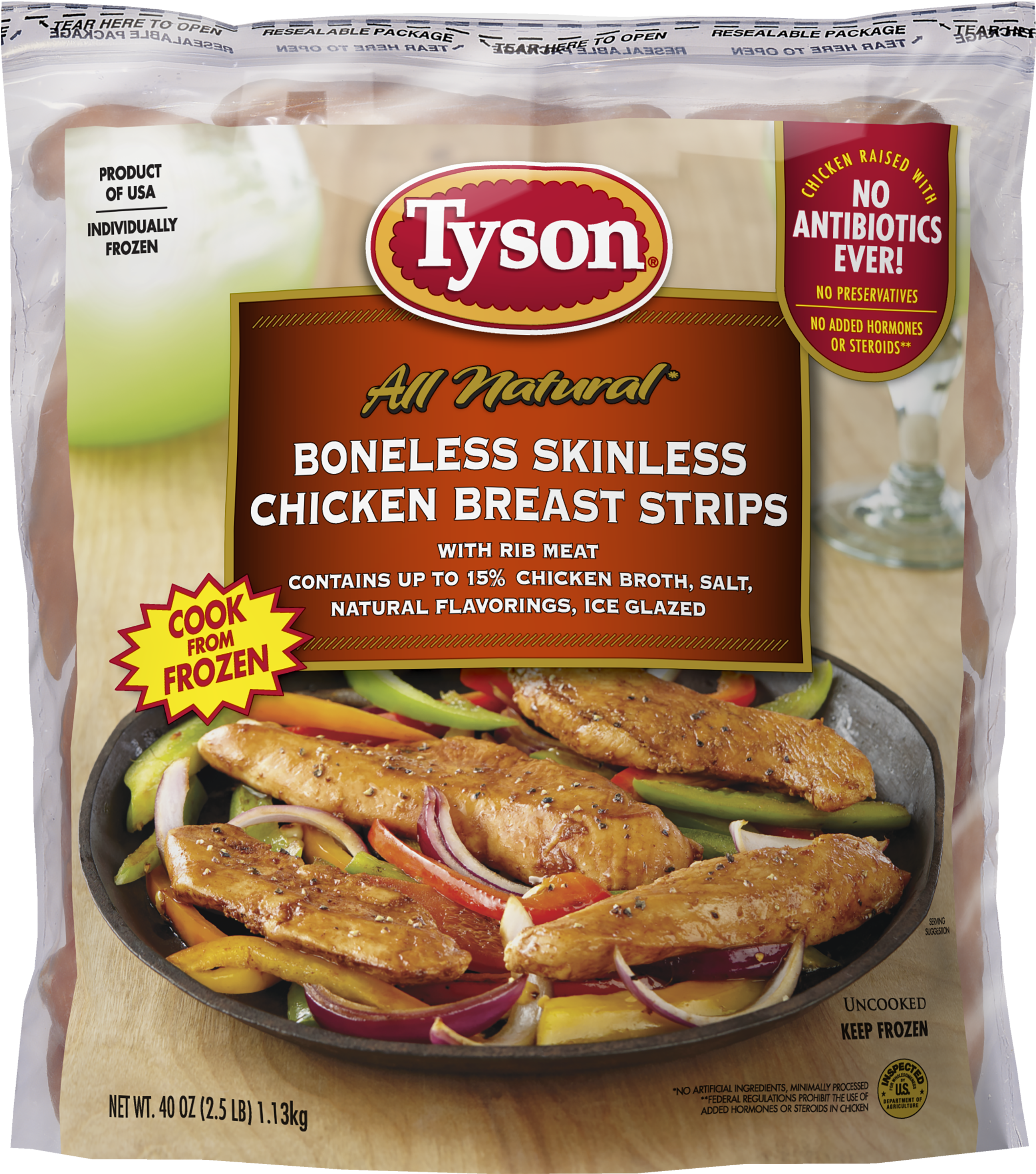 Tyson® Boneless Skinless Chicken Breast Strips, - Tyson Bag Frozen Chicken (2400x2400), Png Download