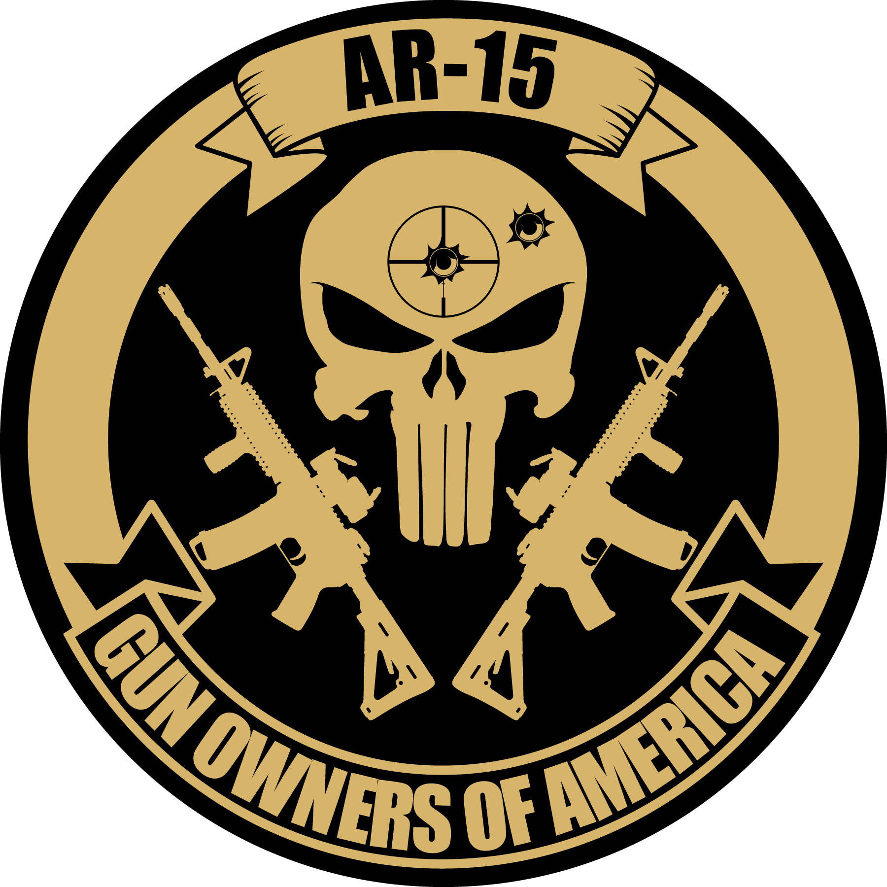 Ar15goa Punisher Decal Black & Gold - Punisher Ar 15 T Shirt (1800x1800), Png Download