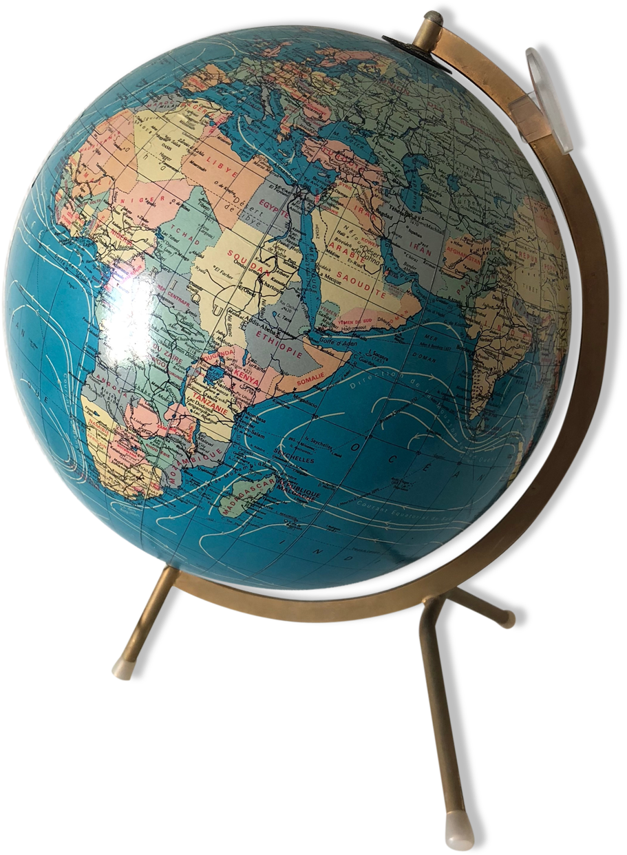 Globe Ground Glass Taride 33 Cm Vintage - Globe (1457x1457), Png Download
