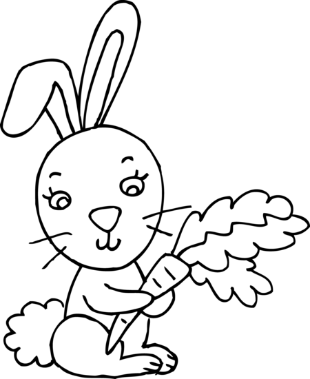 Rabbit Black And White Bunny Black And White Bunny - Rabbit Clipart (450x550), Png Download