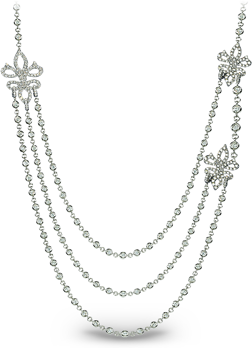 Triple Layer Diamond Necklace - 2 Layer Gold Necklace (700x700), Png Download