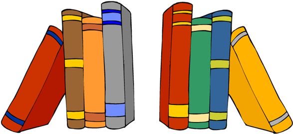 Books On Shelf - Books On A Shelf Clip Art (600x267), Png Download