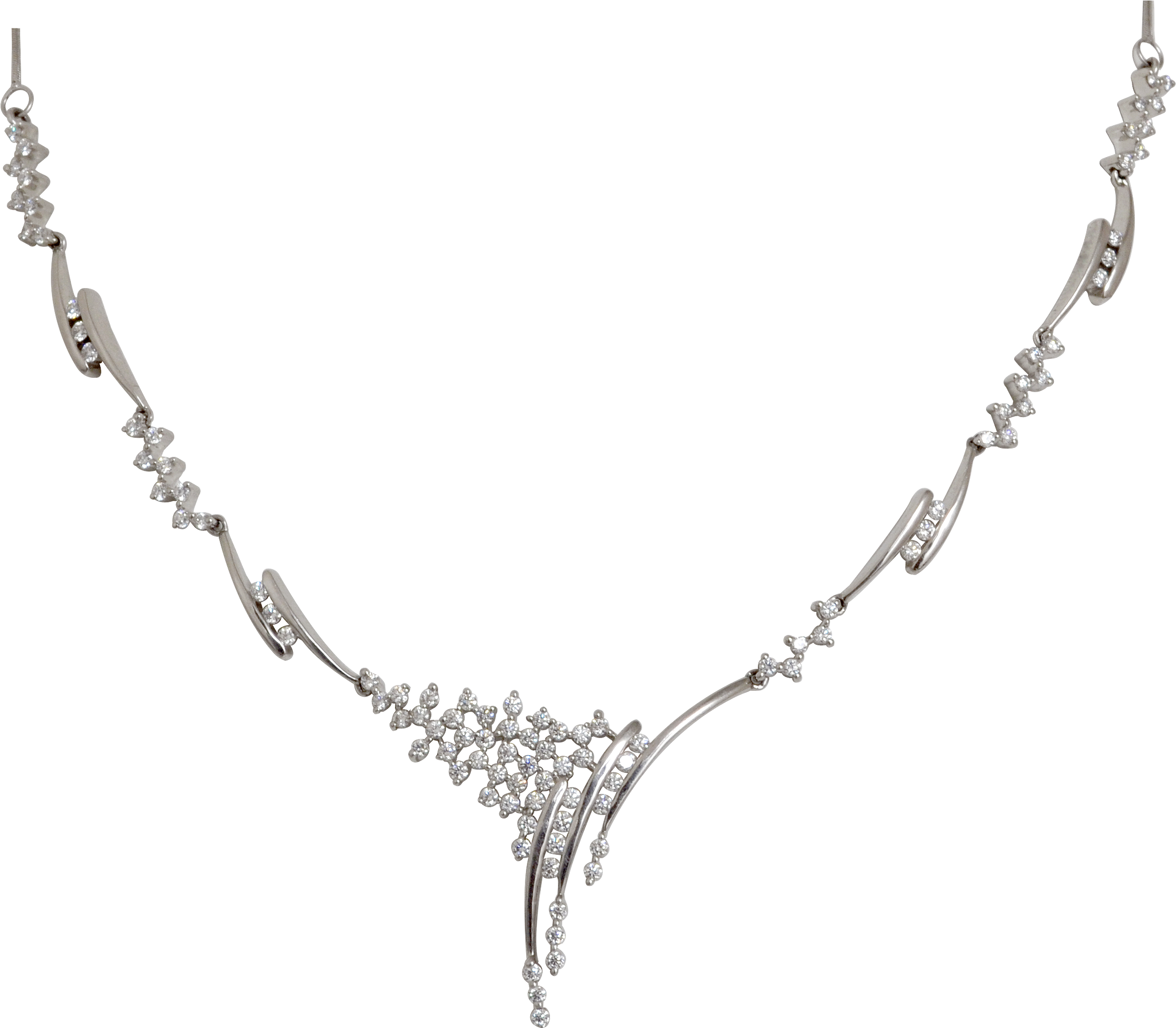 Exclusively Designed Diamond Stone Platinum Necklace - Necklace (2735x2454), Png Download