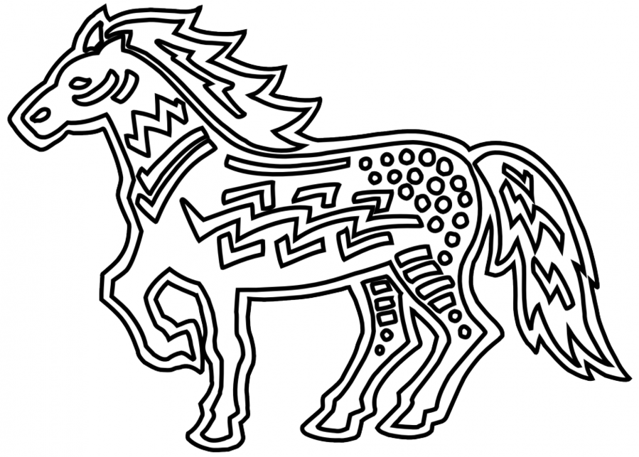 Coloring Book Clipart Doodle Art Coloring Pages - Black And White Horse Clipart (899x643), Png Download