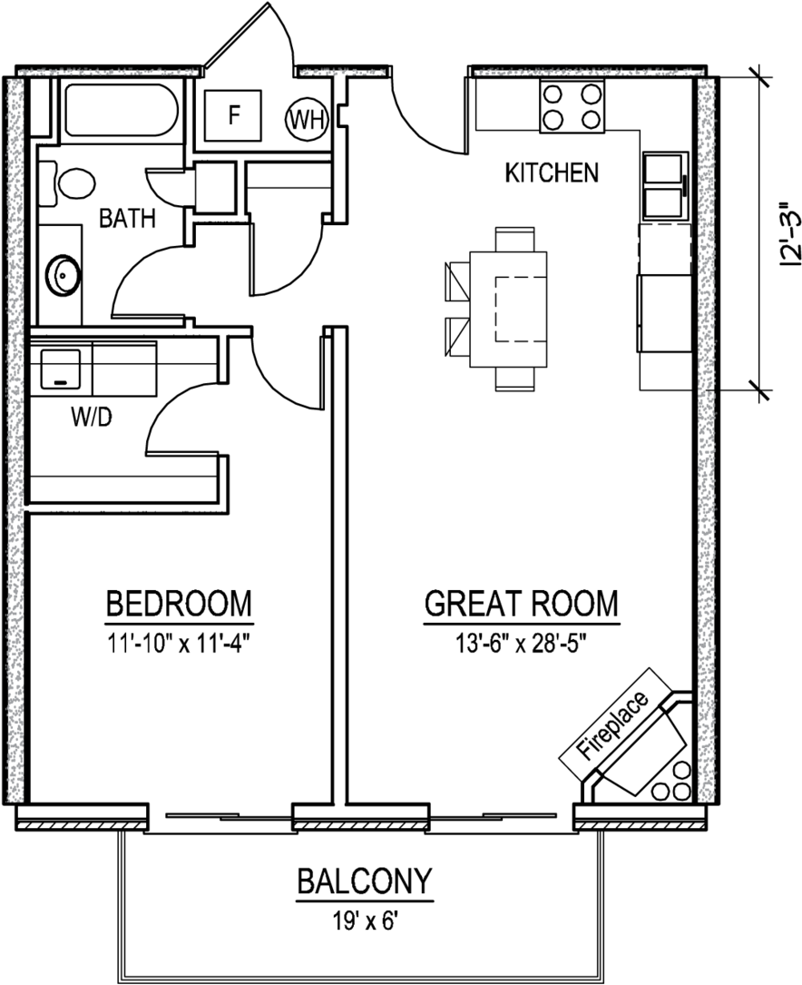 A 1 Bedroom With Balcony - Diagram (1000x1294), Png Download