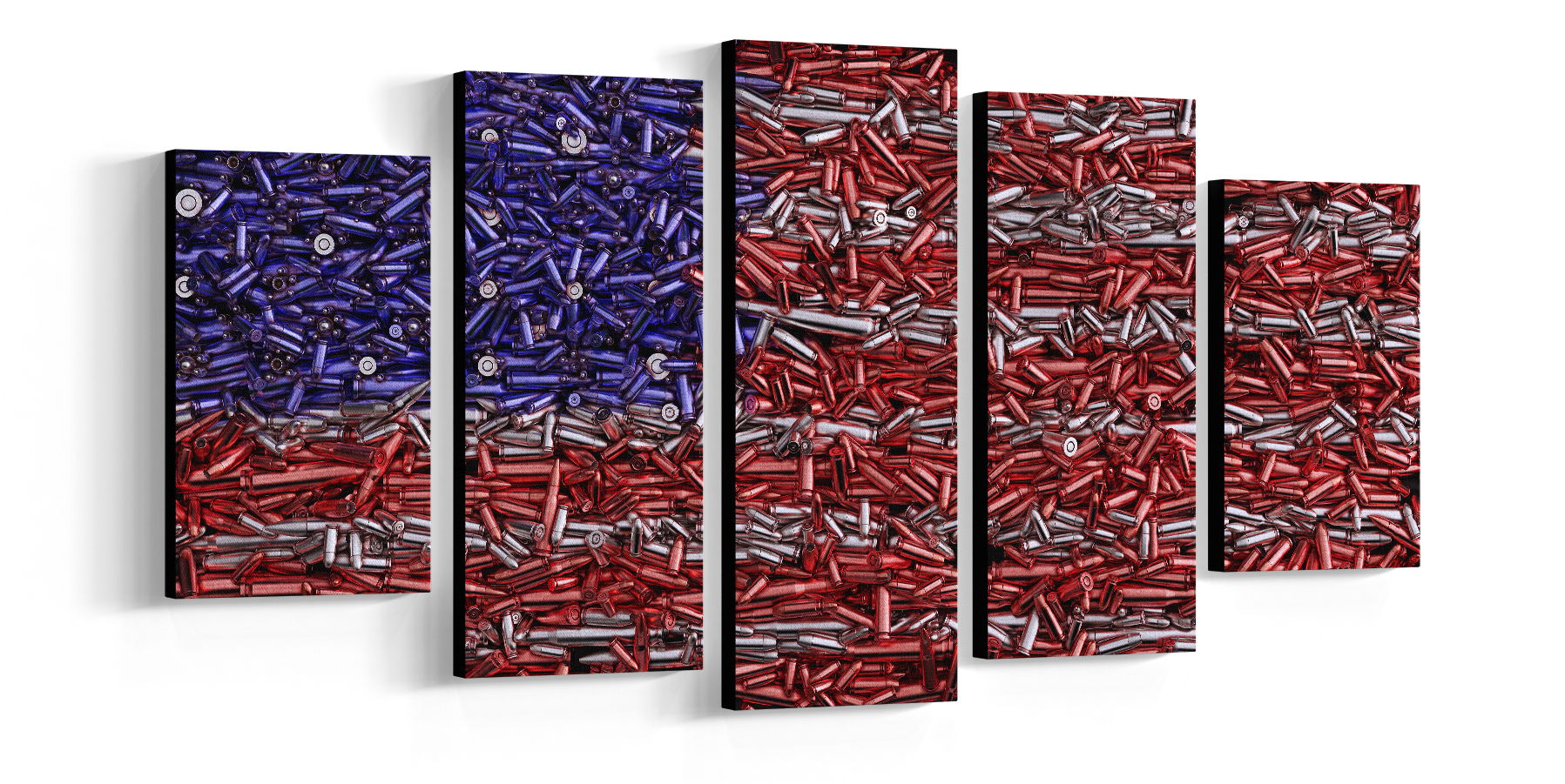 Five Piece Framed Canvas Wall Art Of The American Flag - Cuadros Modernos Blancos Rojos (1800x1800), Png Download