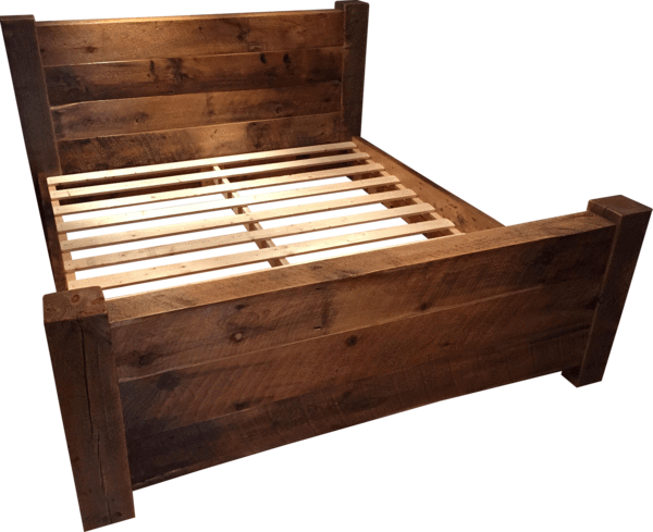 Chandos Reclaimed Barn Wood And Beam Platform Bed - Wood Beams Furniture (600x489), Png Download