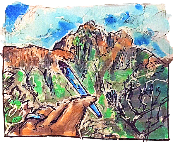 Landscape - Drawing (590x532), Png Download