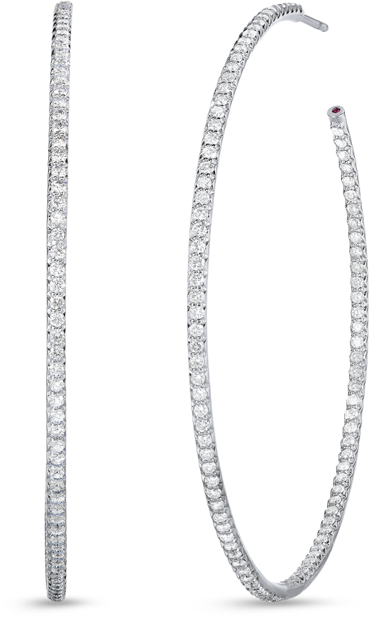 Roberto Coin Perfect Diamond Hoops™ 18k White Gold (1600x1600), Png Download
