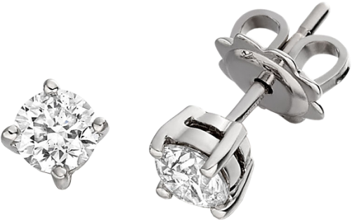 A Timeless Pair Of Round Brilliant Cut Diamond Earrings - Cercei Aur Alb Cu Diamante (500x500), Png Download