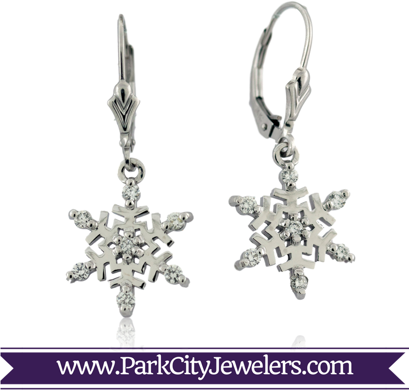 Flat Snowflake Diamond Earrings - Snowflake Necklace Gold Diamond (800x800), Png Download