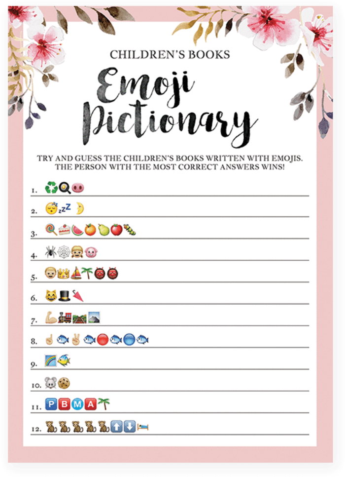 Emoji Pictionary Printable For Girl Baby Shower By - Printable Emoji Baby Shower Game (819x1024), Png Download
