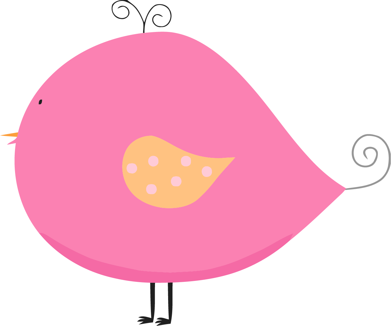 Pink Bird Polka Dot Wings Clipart Png - Pink Bird Clip Art (1249x1041), Png Download