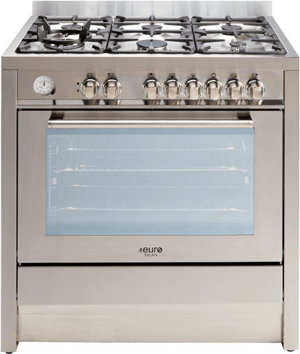 Freestandual Gas/electric Oven - Euro Emd900fx Freestanding Dual Oven - Stainless Steel (600x600), Png Download