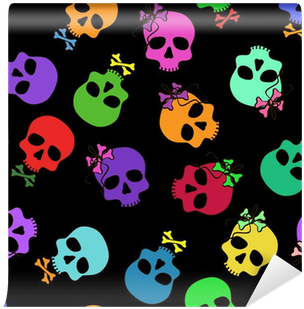 Seamless Pattern Of Funny Cartoon Skulls Wall Mural - Adediy Ade Fashion Custom Travel Umbrella Colorful (400x400), Png Download