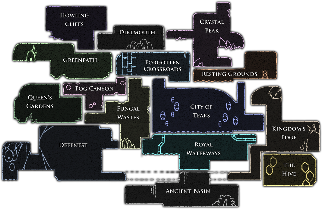 Tamaño De Archivo - Mapa Completo Hollow Knight (1068x695), Png Download
