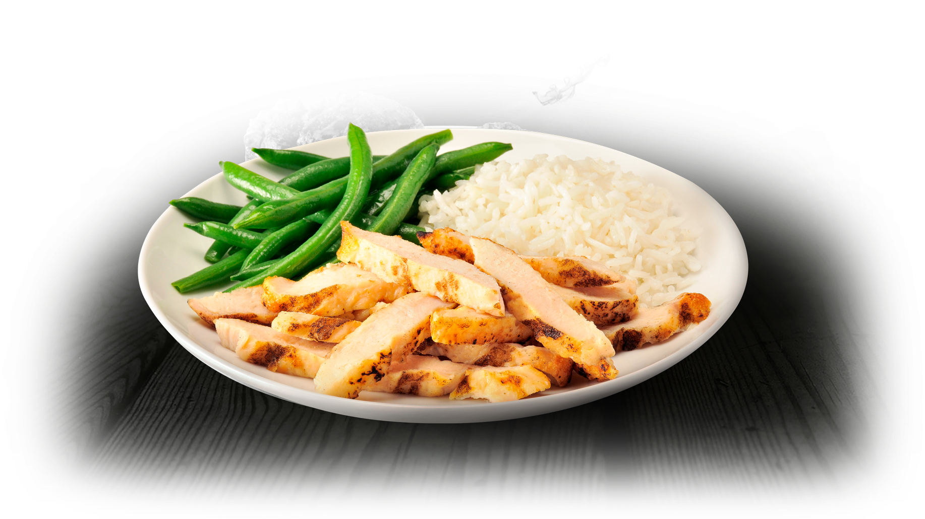 Grilled Chicken With Rice And Green Beans - Chicken (2000x1100), Png Download