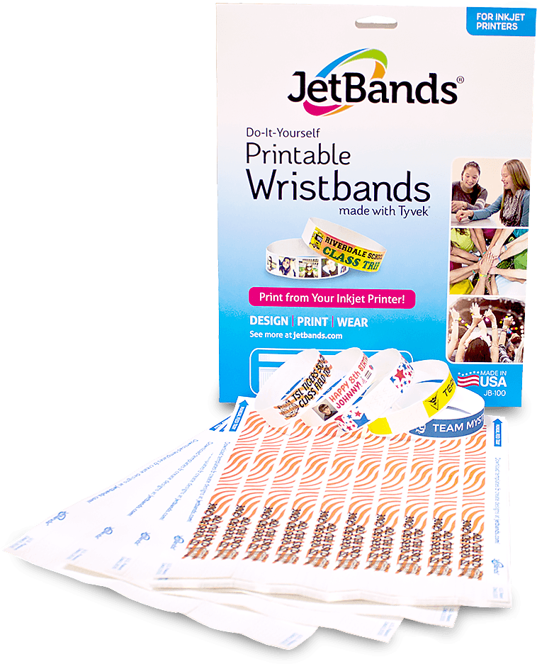 Get Creative And Design Your Full Color Wristbands - Jetbands Diy Inkjet Printable Tyvek Wristbands - 100 (1000x1000), Png Download
