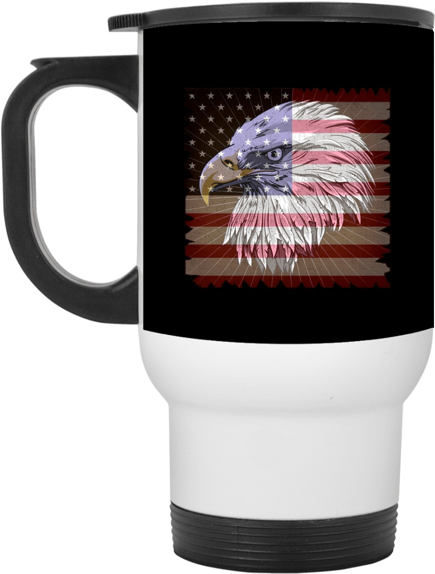 American Flag Eagle White Travel Mug - Skull Mexican Flag (necklaces & Mugs) (1155x1155), Png Download