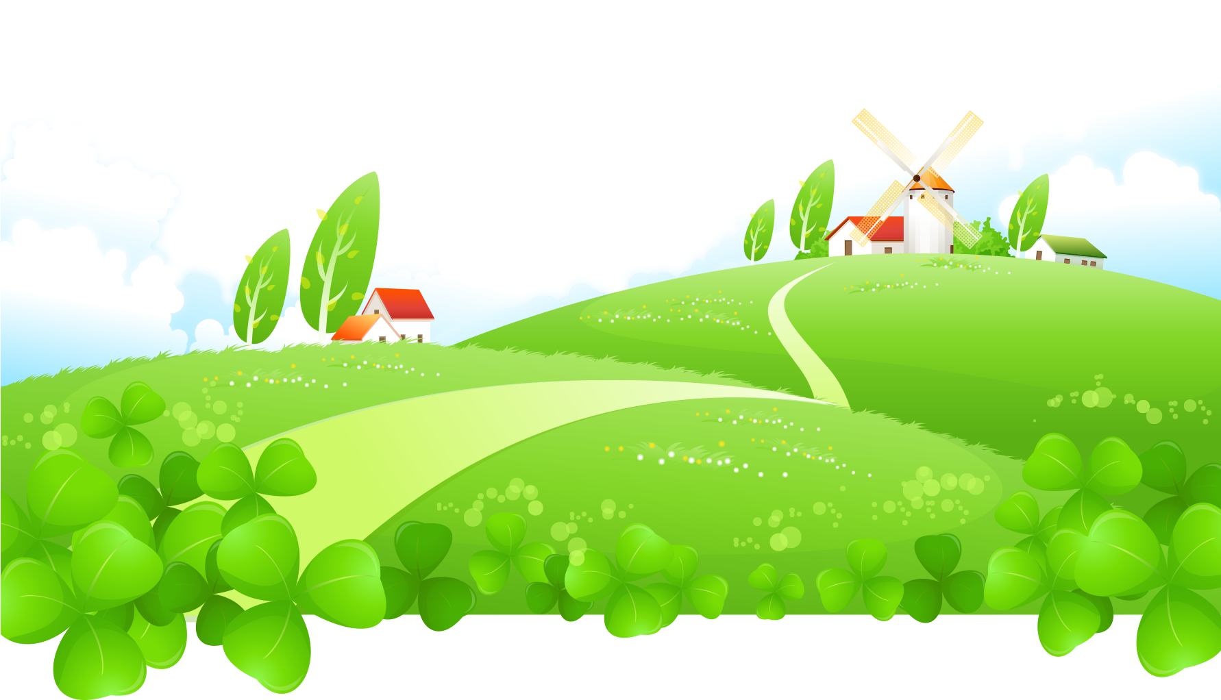 Jpg Stock Cartoon Painted Green House Plants Transprent - Plants Cartoon Landscape (1781x1345), Png Download