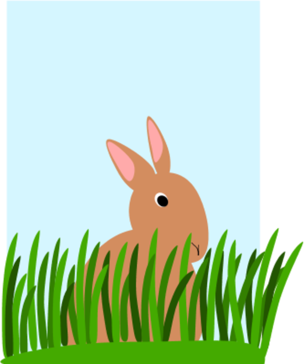 Bunnies Clipart Grass - Cartoon Bunny Eating Grass (600x719), Png Download