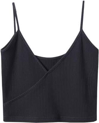 Zaful Women's Shirts Tank Tops Ribbed Surplice Cropped - Shirt (500x500), Png Download