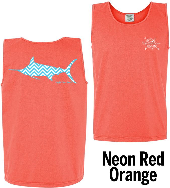 Chevron Marlin A/w Tank Top Neon Red Orange Small, - Top (750x750), Png Download