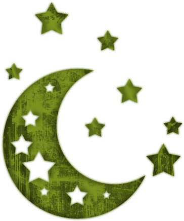 Moon Clip Art - Moon And Stars Green (364x436), Png Download