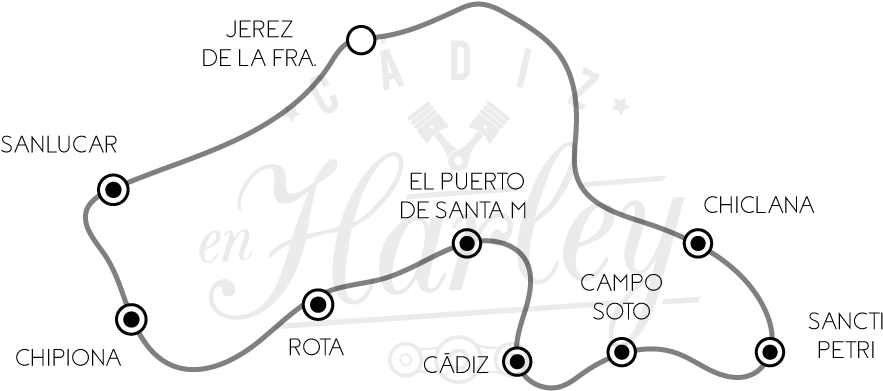 Mapa Costa De La Luz En Harley - Costa Del Luz Ruta (960x450), Png Download