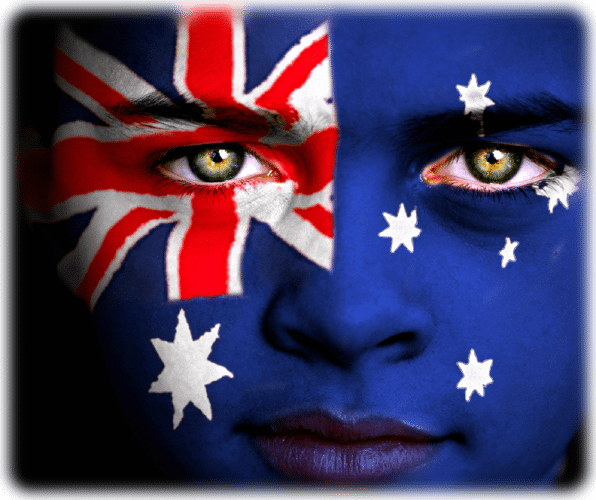 Aus Flag Face - Australian Flag Face Paint (596x500), Png Download